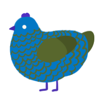 A sapphire and olive chicken with a lace pattern