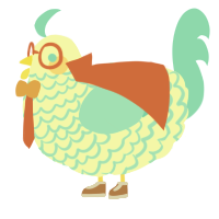 A apple and aqua chicken with a lace pattern