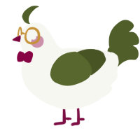 A white and olive chicken