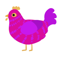 A fuchsia and amethyst chicken with a bar pattern