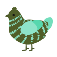 A olive and mint chicken with a bar pattern