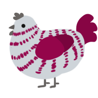 A mist and maroon chicken with a bar pattern