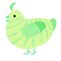 A gluppy and spring chicken with a bar pattern