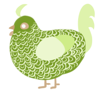 A chartreuse and apple chicken with a double-lace pattern