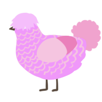 A lavender and pink chicken with a lace pattern