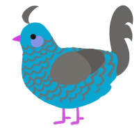 A cerulean and grey chicken with a lace pattern