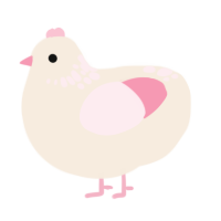 A cream and rose chicken with a neck-speckle pattern