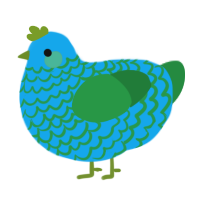 A sky and viridian chicken with a lace pattern