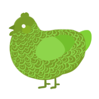 A chartreuse and grass chicken with a double-lace pattern