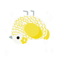 A white and yellow chicken with a lace pattern
