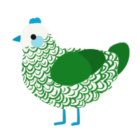 A white and leaf chicken with a double-lace pattern