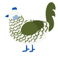 A white and olive chicken with a lace pattern