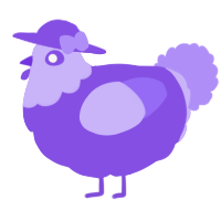 A blurple and lilac chicken with a head pattern
