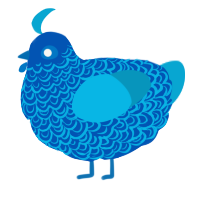 A ultramarine and cerulean chicken with a double-lace pattern