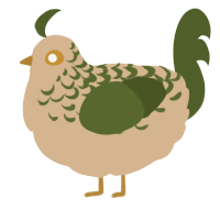 A beige and olive chicken with a half-lace pattern