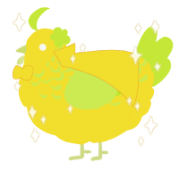 A yellow and lime chicken with a half-lace pattern