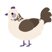 A cream and bark chicken with a neck-speckle pattern