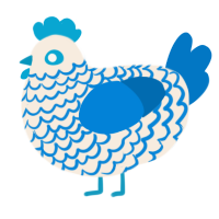 Porcelain, a cream and sapphire chicken with a lace pattern