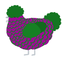 A plum and leaf chicken with a lace pattern