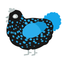 A sable and sky chicken with a speckle pattern