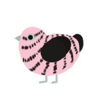 Pastel Goth, a rose and sable chicken with a bar pattern