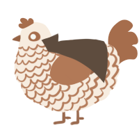 A cream and brown chicken with a lace pattern