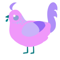 A lavender and lilac chicken with a neck-speckle pattern