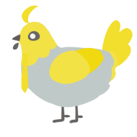 A silver and yellow chicken with a head pattern