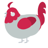 A silver and crimson chicken with a head pattern