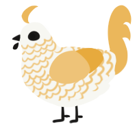 A white and honey chicken with a lace pattern