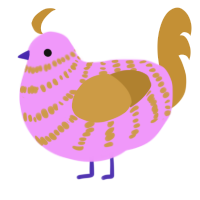 A lavender and gold chicken with a bar pattern
