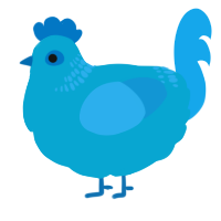 A cerulean and sky chicken with a neck-band pattern
