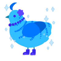 A aqua and sapphire chicken with a half-bar pattern