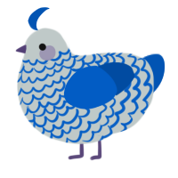 A silver and ultramarine chicken with a lace pattern