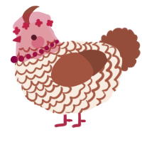 A cream and russet chicken with a lace pattern