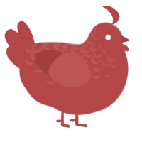 A red chicken with a half-lace pattern