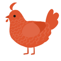 A vermilion chicken with a lace pattern