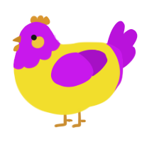 A yellow and amethyst chicken with a head pattern