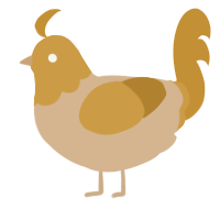 A beige and gold chicken with a head pattern