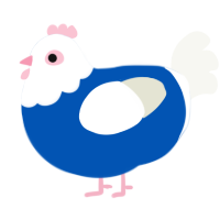 A ultramarine and white chicken with a head pattern
