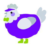 A blurple and mist chicken with a head pattern