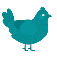 A teal chicken with a double-lace pattern