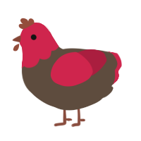 A bark and crimson chicken with a head pattern