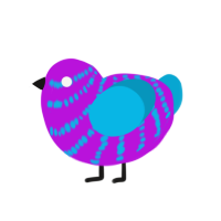 Arcade, a amethyst and cerulean chicken with a bar pattern