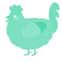 A mint chicken with a double-lace pattern
