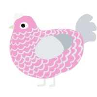 A pink and mist chicken with a lace pattern