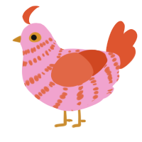 A pink and vermilion chicken with a bar pattern