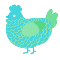 A aqua and spring chicken with a lace pattern