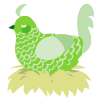 A grass and gluppy chicken with a lace pattern