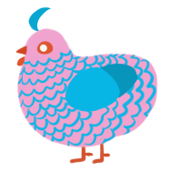 Trans Rage, a pink and cerulean chicken with a lace pattern